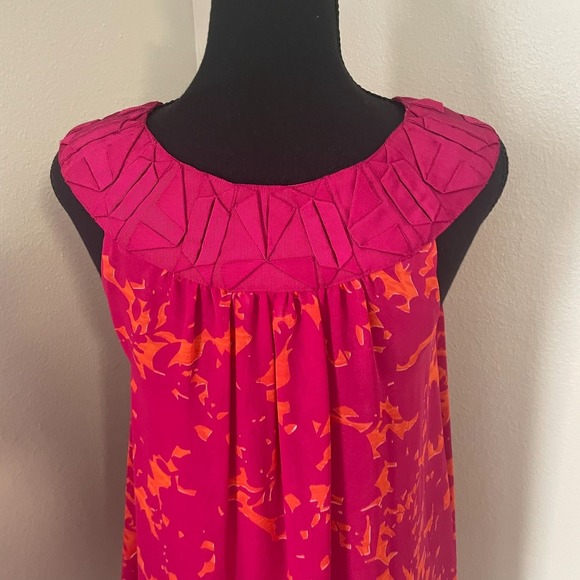 CAbi Sz S Origami Pink & Orange Tunic Top Sleeveless Blouse Chiffon Layered #999 - Picture 5 of 6